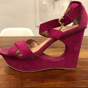 Fuchsia Dolce Vita Heels with peekaboo high heel. Suede. 9.5
